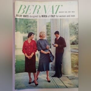 Vintage 1958 Bernat Book No. 65 Bulky Knits Mirsa Italy Men Women Handicrafter
